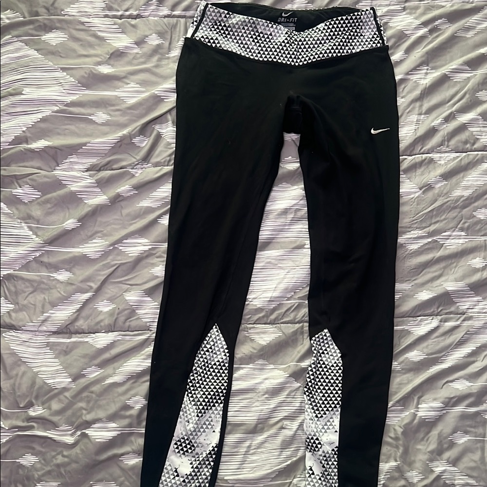 Nike Monochrome Checkered Running Leggings - Size Small